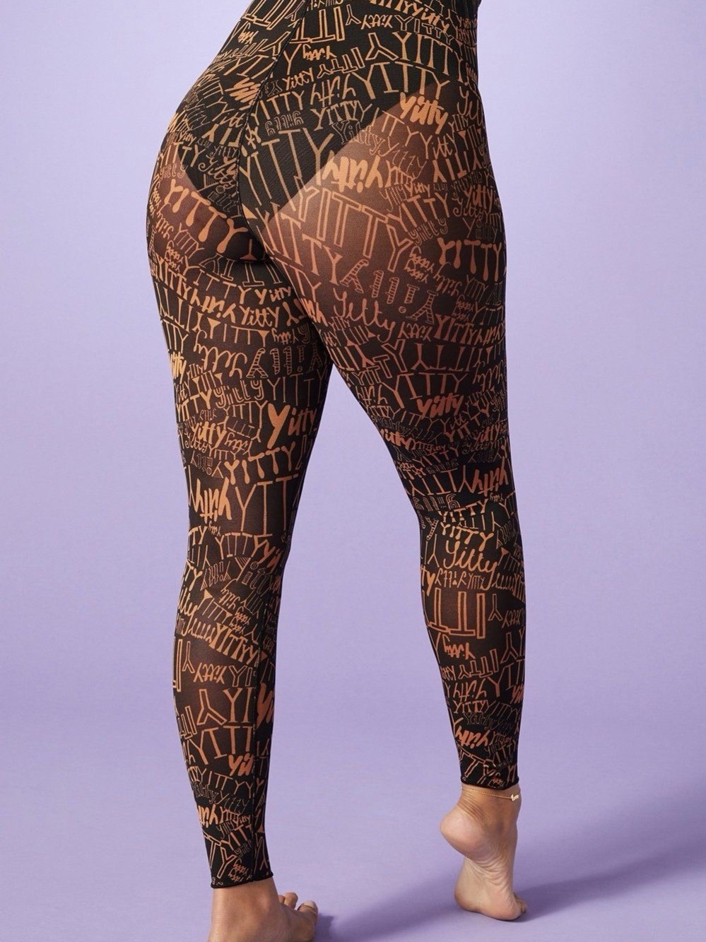 YITTY Black Leggings with Bronze Logo Print - Picture 10 of 10
